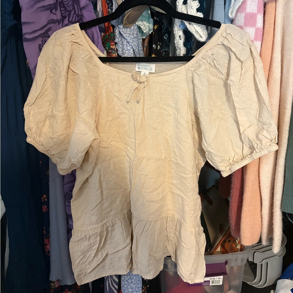 Market & Spruce Cream Puff Sleeve Top